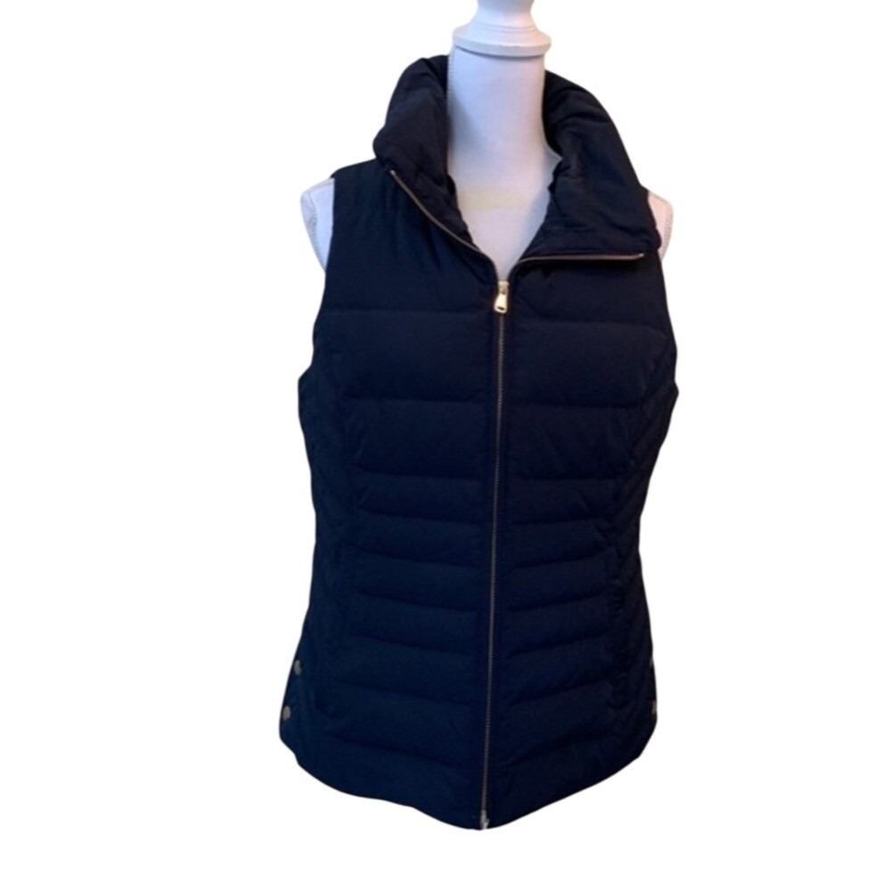 Talbots Black Down Puffer Vest M Preppy Heritage Quiet Luxury Old Money Classic